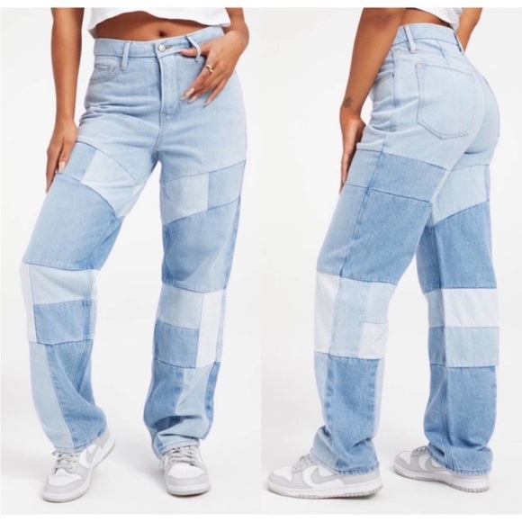 NEW Good American Good ‘90s Jeans Redesign | Patchwork Streetwear Denim - Picture 3 of 12